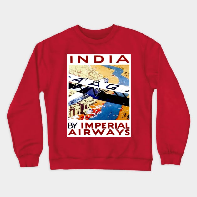 Imperial Airways Vintage Travel to India Print Crewneck Sweatshirt by posterbobs